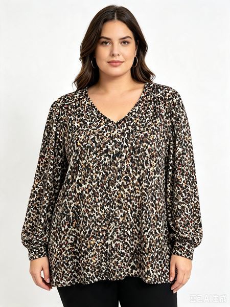 Immagine di PLUS SIZE V NECK PRINTED TOP